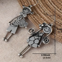 Retro Couple Character Earrings for Women –Copper Alloy with Silver Plating 1230