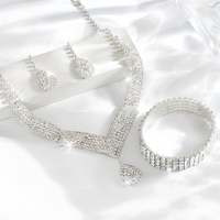 4PCS Gold Colour Rhinestone Jewellery Set for Women Necklace Bracelet & Drop 671