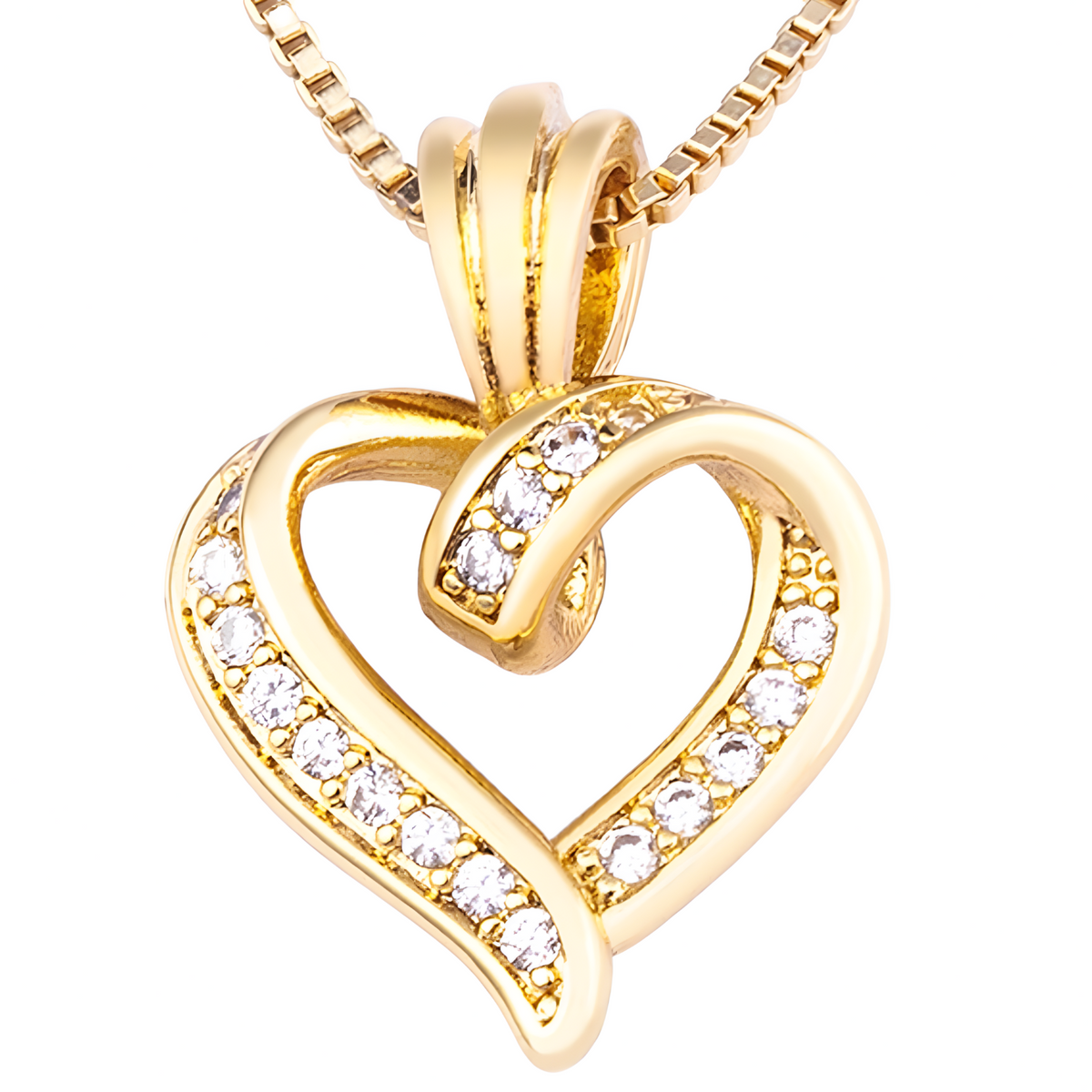 Heart Pendant Necklace for Women Copper Alloy GoldPlated Twisted Open Heart 1149