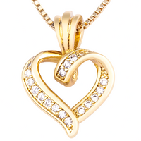 Heart Pendant Necklace for Women Copper Alloy GoldPlated Twisted Open Heart 1149