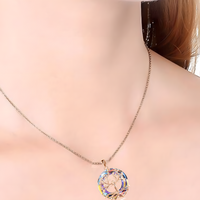 Rose Gold Celtic Tree of Life Necklace with Iridescent Crystal | Family Love B79