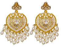Elegant Bollywood Inspired Gold Kundan Earrings - Traditional Indian Jewelry 219