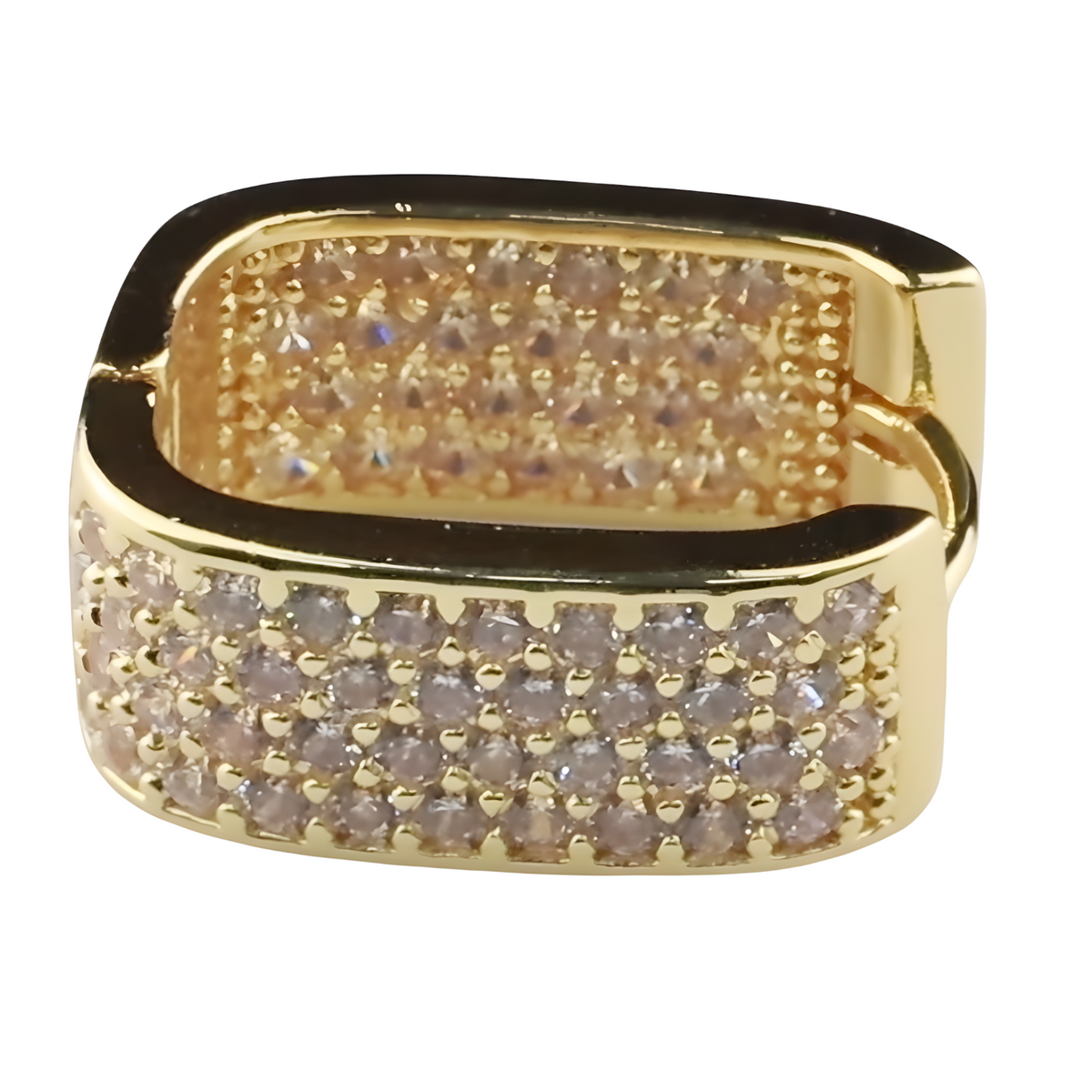 Gold Plated Pavé Hoop Earrings 18mm x 8mm Cubic Zirconia Micro Statement 1365