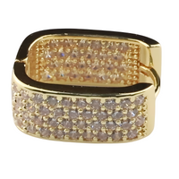 Gold Plated Pavé Hoop Earrings 18mm x 8mm Cubic Zirconia Micro Statement 1365