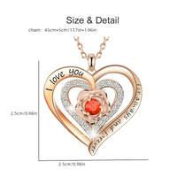 Rose Gold Heart Pendant Necklace Women – Copper Metal “I Love You Forever   1161