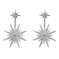 Sterling Silver Star Drop Earrings with Cubic Zirconia Dangle Earrings 342