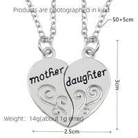 Mother Daughter Heart Necklace Set, Silver-Plated Mother Daughter Pendant b132