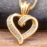 Heart Pendant Necklace for Women Copper Alloy GoldPlated Twisted Open Heart 1149