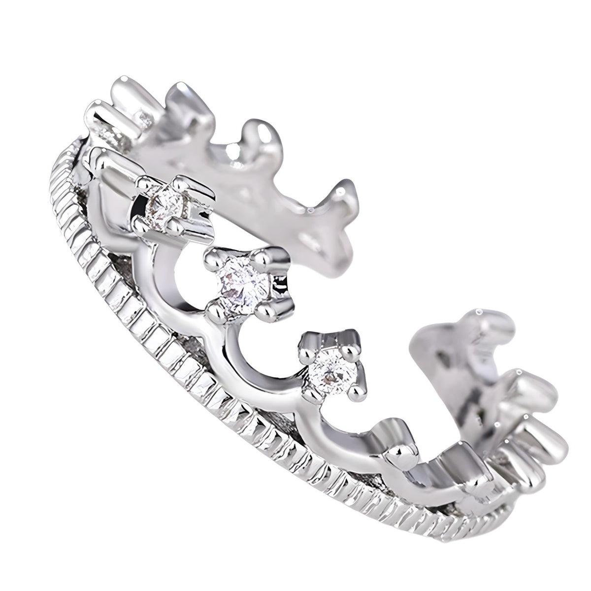 925 Sterling Silver Adjustable Crown Ring AAA Cubic Zirconia -Elegant Design 384