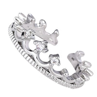 925 Sterling Silver Adjustable Crown Ring AAA Cubic Zirconia -Elegant Design 384