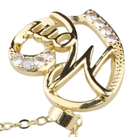Mom Heart Pendant Necklace Gold Plated Link Chain Cubic Zirconia Romantic 1358