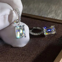 Shiny Zircon Hoop Drop Earrings Silver Plated Wedding Holiday Party Decor 63 UK