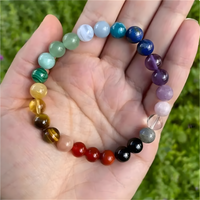 7 Chakras Beaded Bracelet — Tiger Eye & Amethyst + Multi Chakra Gemstones, 1404