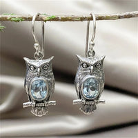 Vintage Owl Dangle Earrings for Women –Zinc Alloy Silver Colour Carved Design B8