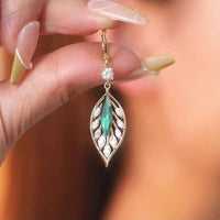 Leaf Crystal Drop Earrings, 14K Gold Plated with Sparkling Zirconia, Elegant 112
