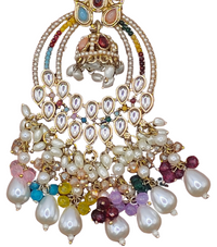 Elegant Bollywood Inspired Gold Kundan Earrings - Traditional Indian Jewelry 198