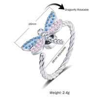 Dragonfly Fidget Spinner Ring, Adjustable Anxiety, Rotating Dragonfly, Blue 378