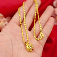 Hollow Hydrangea Pendant Necklace, Brass Plated in Gold, Exquisite Fashion 128