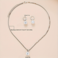 Women’s Classic Silver-Tone Pearl Necklace Earring Set Fashion Jewelry 707