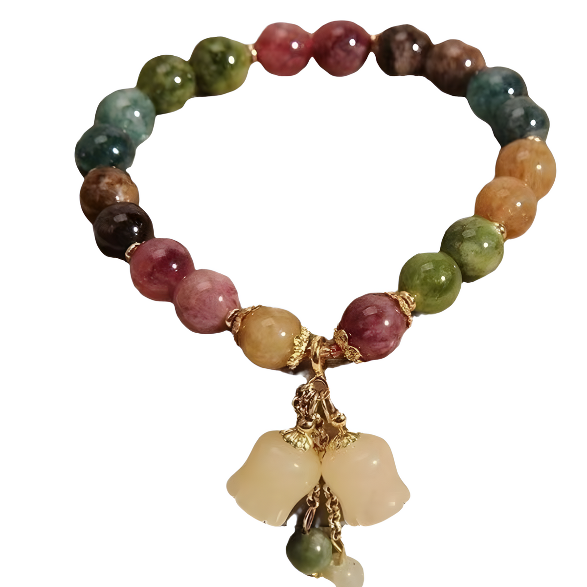 Natural Colorful Tourmaline Gemstone Beaded Bracelet Healing Crystal Stone B185