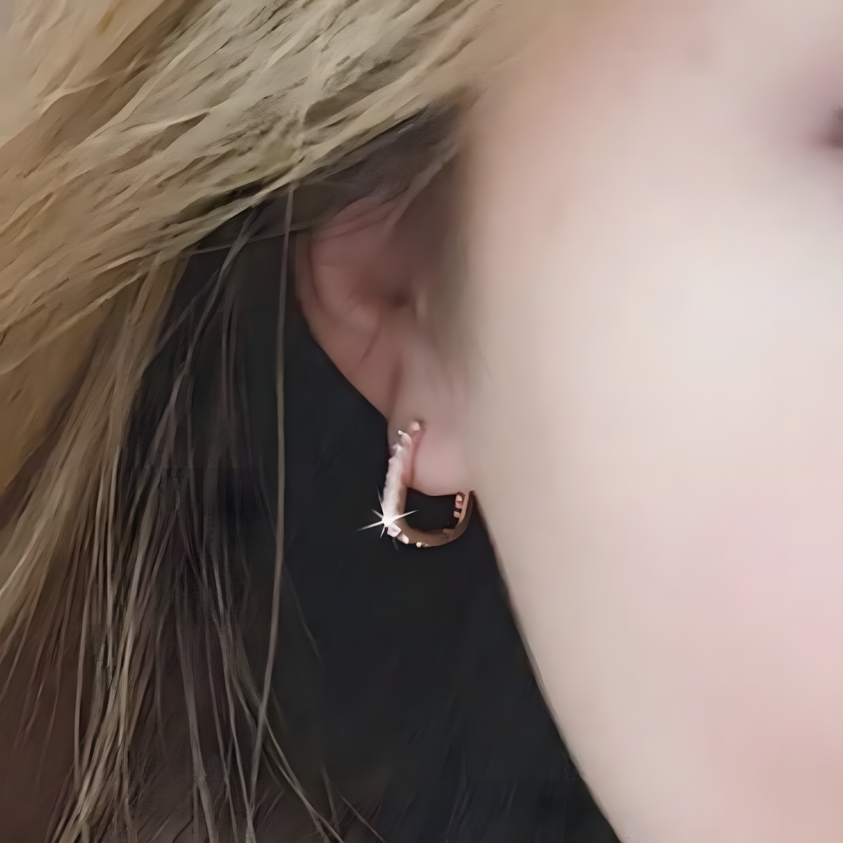 Rose Gold Plated Sterling Silver Cubic Zirconia Huggie Hoop Earrings Women b184