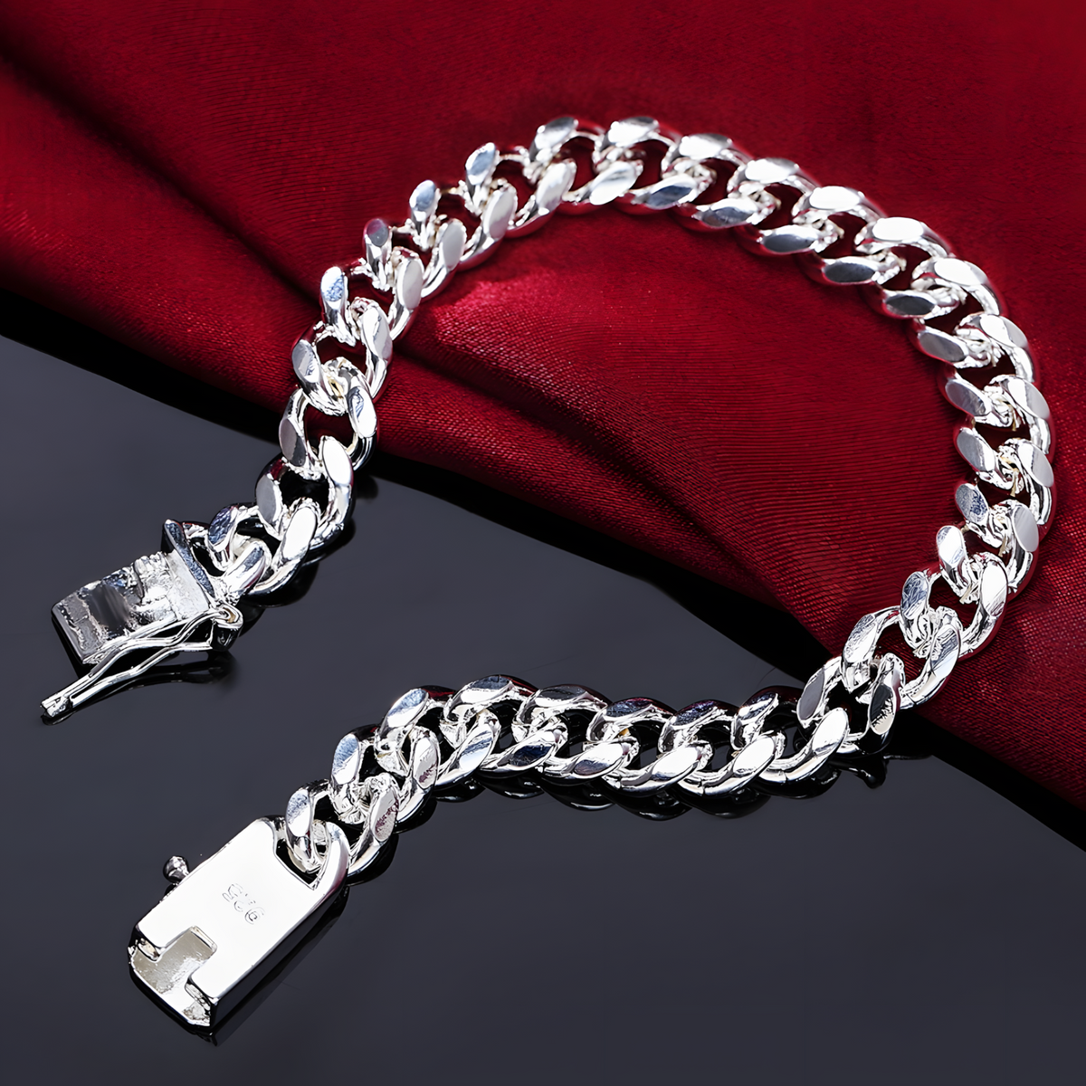Unified Jewellery Premium 8mm Cuban Curb Chain Bracelet 20cm Box Clasp 1844