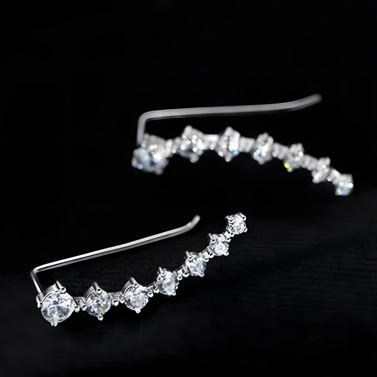 Women's Cubic Zirconia Ear Climber Earrings White Gem Rhinestone Ear Crawler 504
