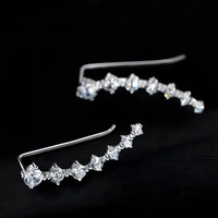 Women's Cubic Zirconia Ear Climber Earrings White Gem Rhinestone Ear Crawler 504