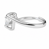 Women's Adjustable Solitaire Zircon Ring, Round Brilliant Cut Engagement 1612