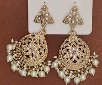 Elegant Bollywood Inspired Gold Kundan Earrings - Traditional Indian Jewelry 242