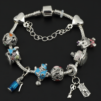 Storybook Charm Bracelet for Women–Zinc Alloy Snake Chain Colourful Enamel 1251