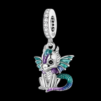 Cute Fire Dragon Charms Bead 925 Sterling Silver Colorful Dangle Fit 524