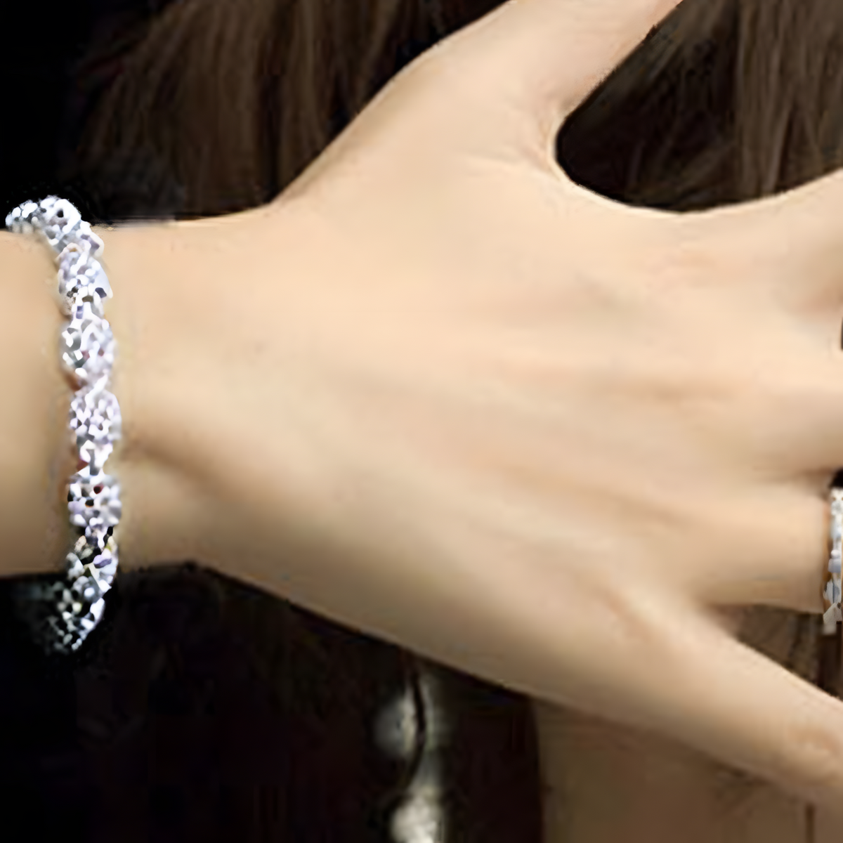 Sparkling Round Bead Bracelet For Women Silver Colour Adjustable Lobster 1763