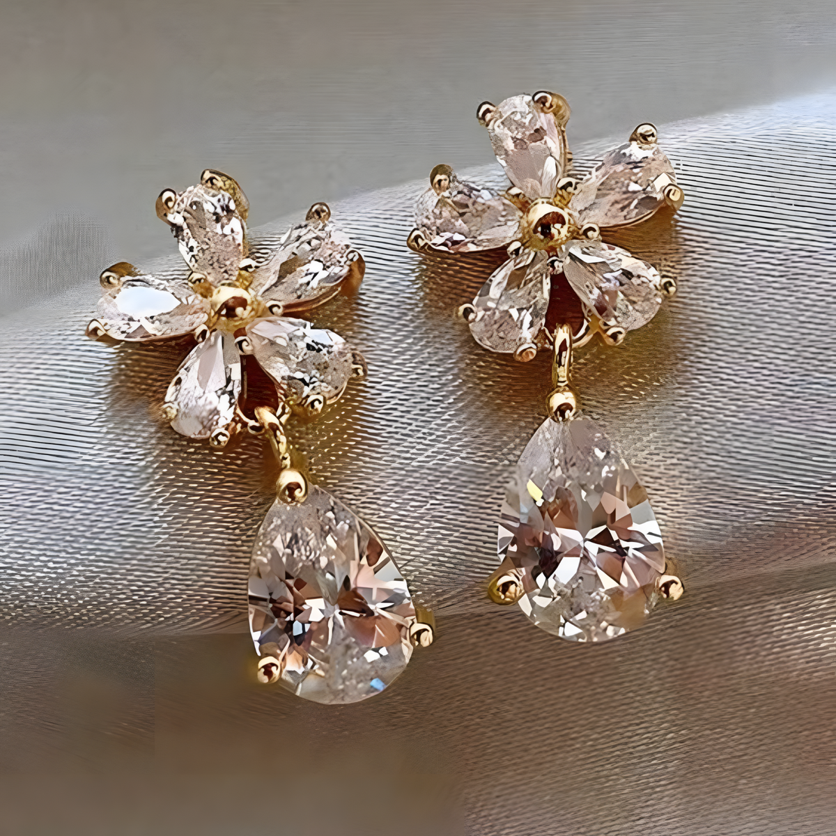Vintage Halo Pearl Drop Earrings – Statement Bridal Dangle Earrings Pavé 1394