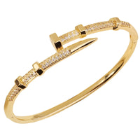 Luxury Nail Bangle Bracelet For Women Gold Plated CZ Crystal Designer Style B80