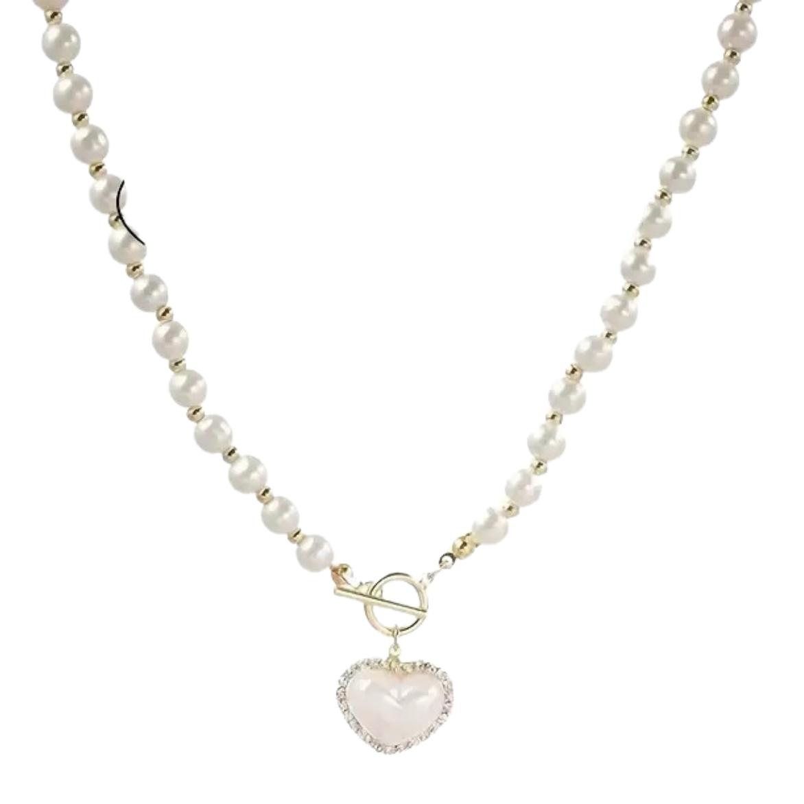 Elegant Faux Pearl Beads Heart-Shaped Pendant Necklace Women Baroque Style 81 UK