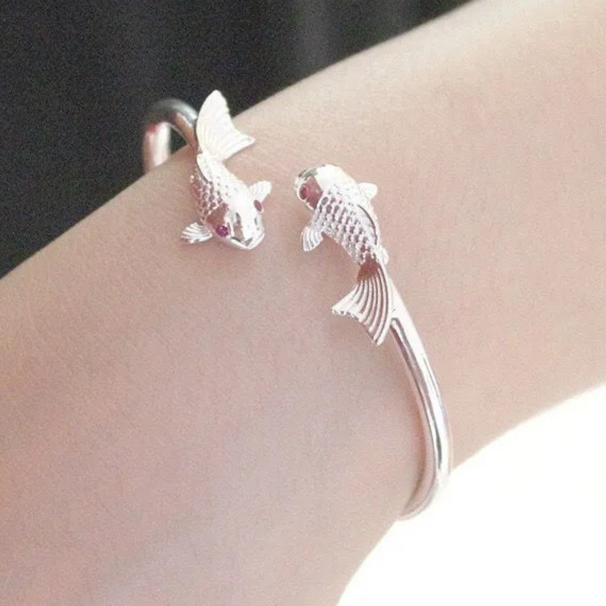 Unified Jewellery Koi Fish Open Cuff Bangle Bracelet For Women, Adjustable 1713