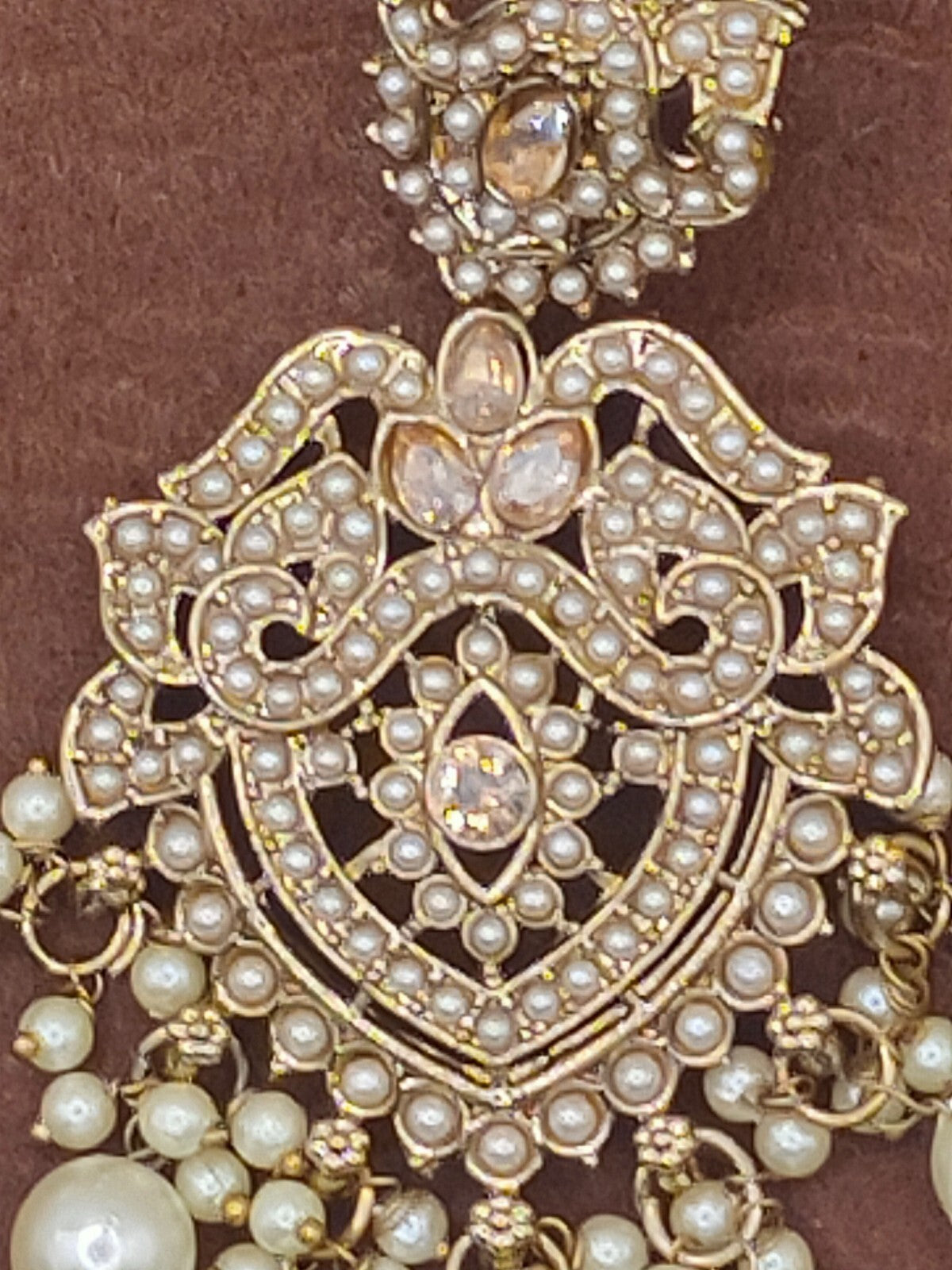 Elegant Bollywood Inspired Gold Kundan Earrings - Traditional Indian Jewelry 180