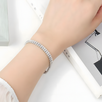 925 Silver-Plated Baguette Crystal Tennis Bracelet for Women – Elegant Chain 882