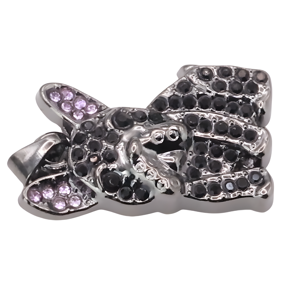 Bulldog Black Dog Pendant Necklace Women Rhinestone Pet Animal Charm Zinc B226