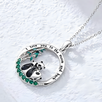 Panda Mother Baby Heart Pendant Necklace “I Love You to the Moon and Back” 1247