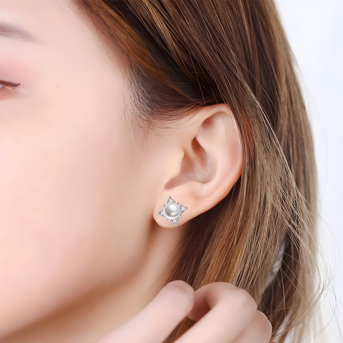 Dainty 925 Sterling Silver Pearl Stud Earrings Elegant & Minimalist Jewelry 302
