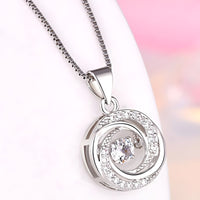 925 Sterling Silver Women Jewelry Gift Round Whirl Pendant Necklaces Fashion 263
