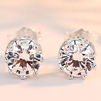 Silver Colour Cubic Zirconia Stud Earrings for Women– TRENDY Round White CZ 1049