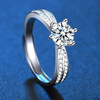 925 Sterling Silver Crown Ring for Women; Adjustable Rhinestone Open Finger 390