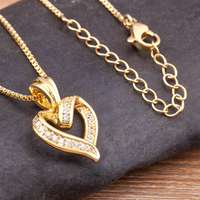 Heart Pendant Necklace for Women Copper Alloy GoldPlated Twisted Open Heart 1149