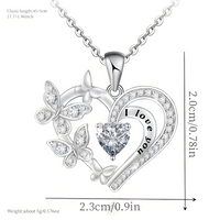 Unified Jewellery "I Love You" Heart Butterfly Crystal Silver Pendant Gift B17