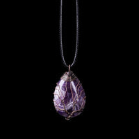 Amethyst Tree Of Life Pendant Necklace Oval Purple Crystal Energy Healing 1348