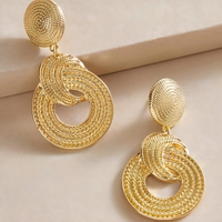 Geometric Gold Drop Earrings for Women Trendy Zinc Alloy Statement Earrings 786