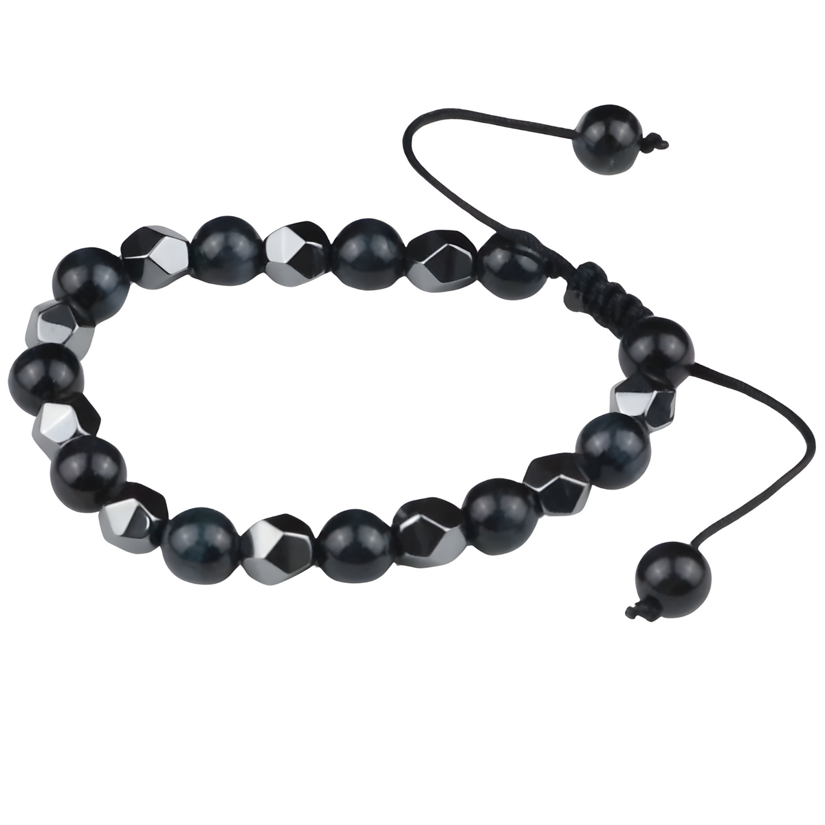 8mm Tiger Eye Beaded Bracelet Adjustable Macrame Bracelet Unisex Faceted 1357